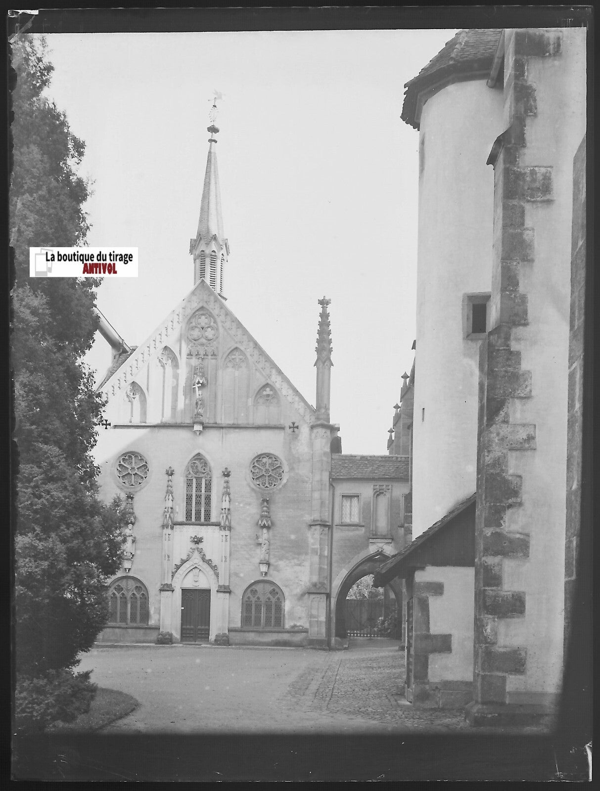 Abbaye de Lichtenthal, Plaque verre photo, négatif noir & blanc 9x12 cm
