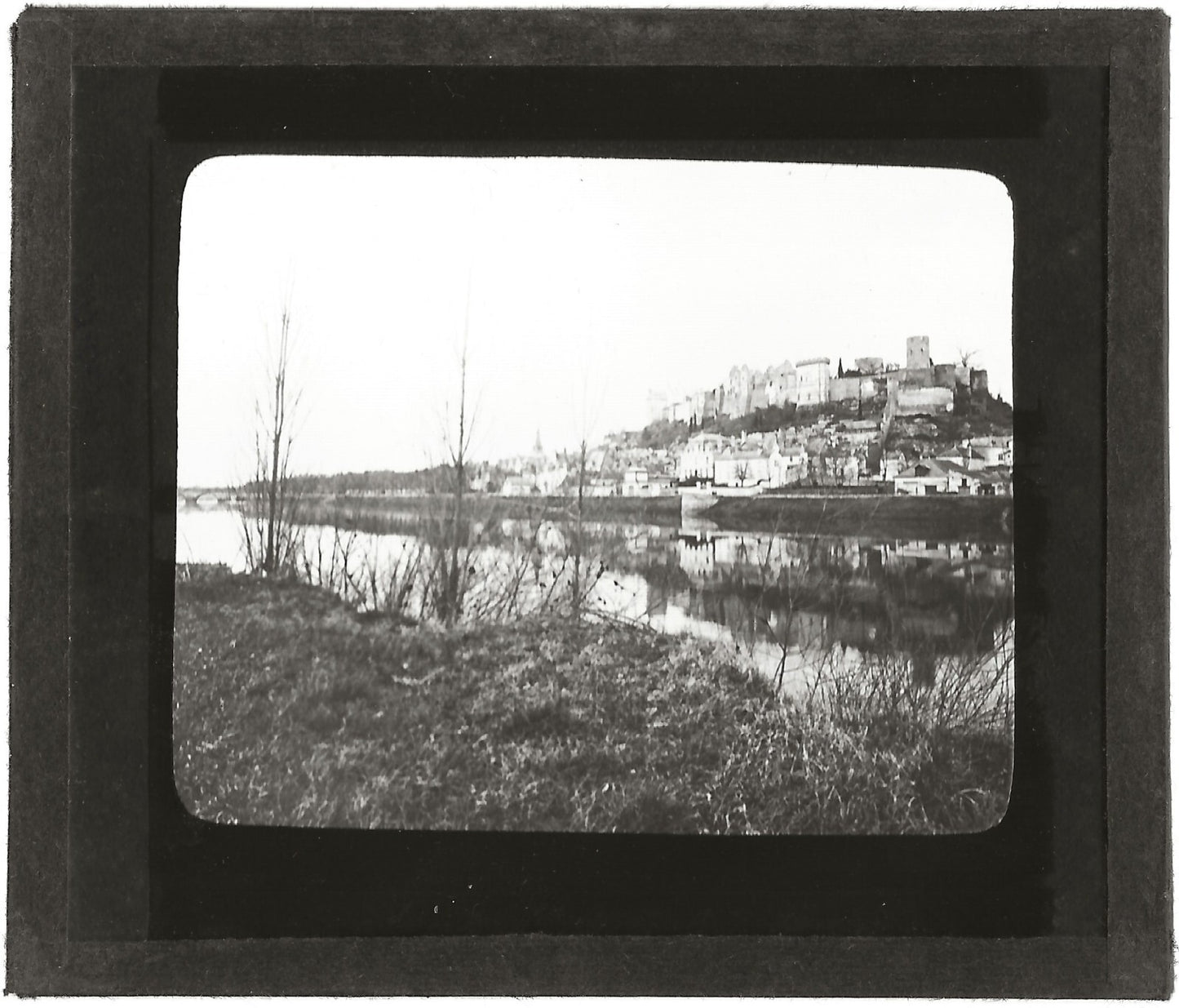 Chinon, Vienne, France, photo ancienne plaque de verre, positif 8,5x10 cm