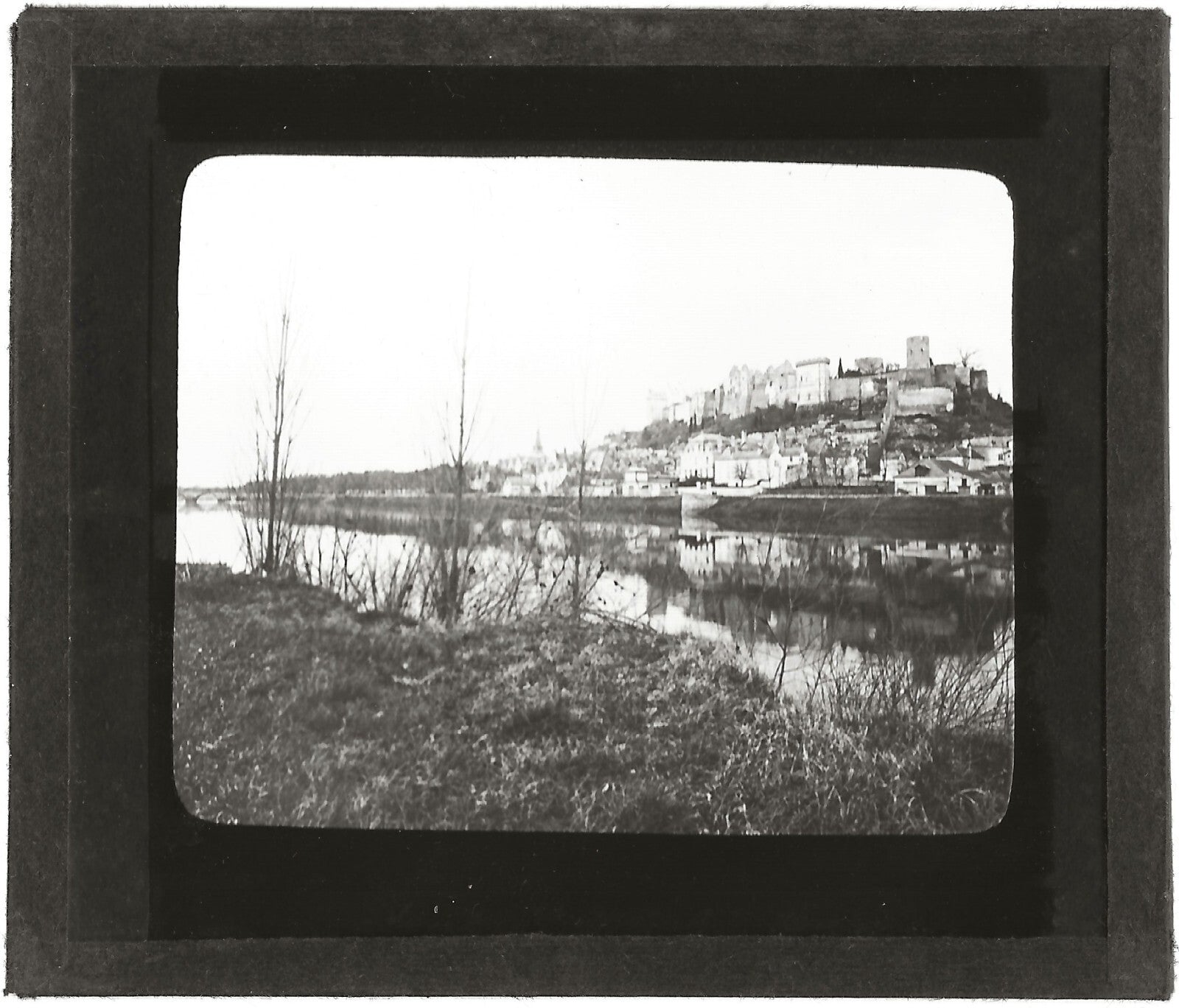 Chinon, Vienne, France, photo ancienne plaque de verre, positif 8,5x10 cm