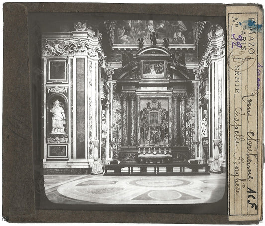 Chapelle Borghese, Rome, photo ancienne plaque verre, positif 8,5x10 cm