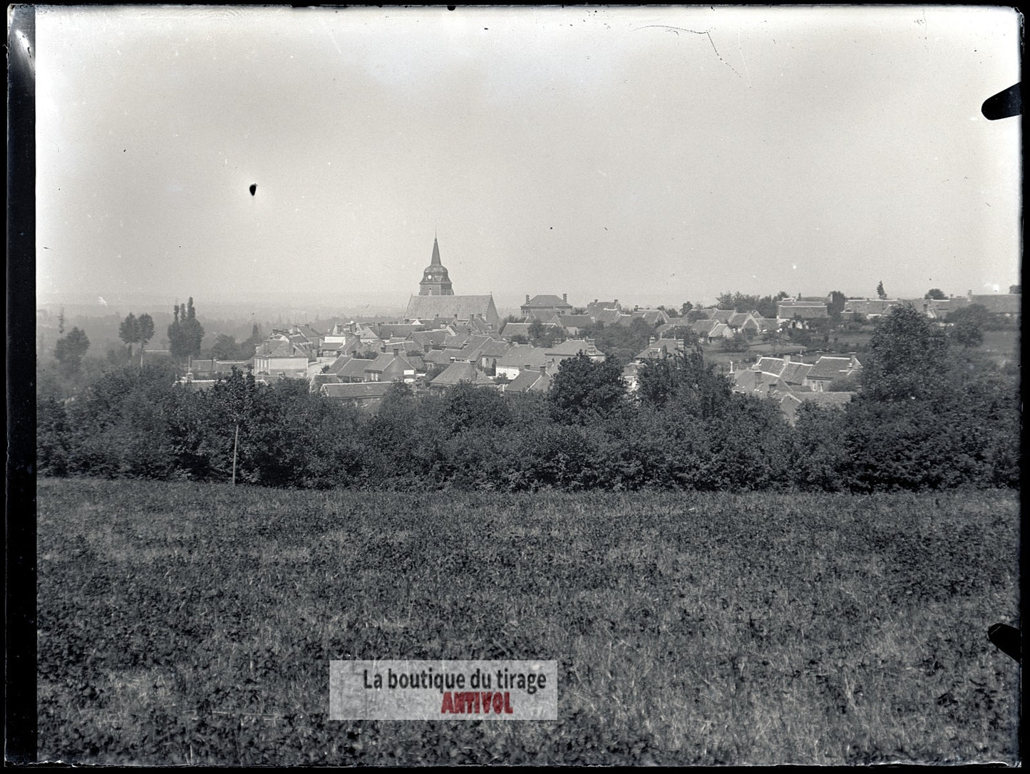 Lamnay, Sarthe, village France, plaque verre, photo ancienne, négatif 9x12 cm