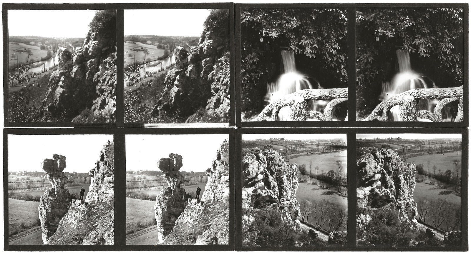 Paysages France, photos stéréoscopique plaques de verre, lot 10 positifs 7x13 cm
