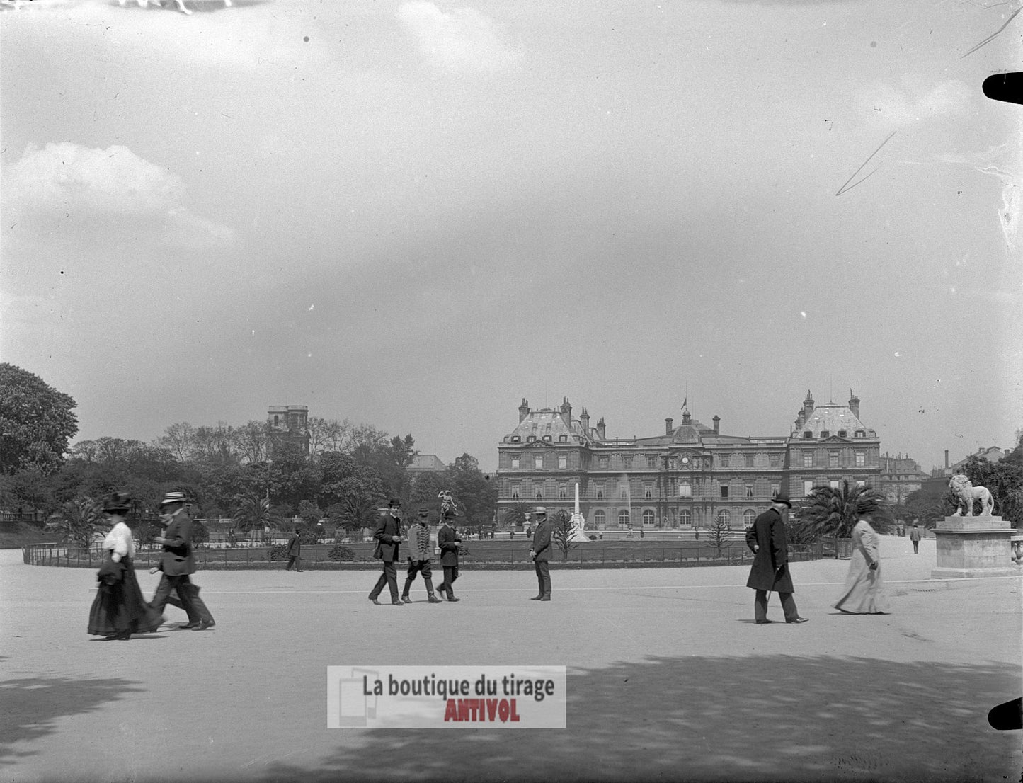 Palais du Luxembourg, Paris, plaque verre, photo ancienne, négatif 9x12 cm