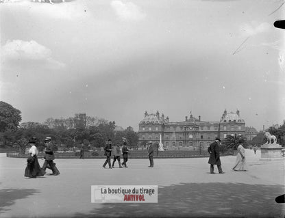 Palais du Luxembourg, Paris, plaque verre, photo ancienne, négatif 9x12 cm