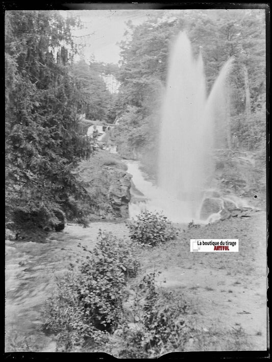 Saint-Ferréol, gerbe, lac, Plaque verre photo, négatif noir & blanc 9x12 cm