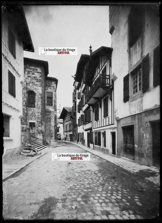 Plaque verre photo ancienne négatif noir et blanc 13x18 cm Saint Jean De Luz