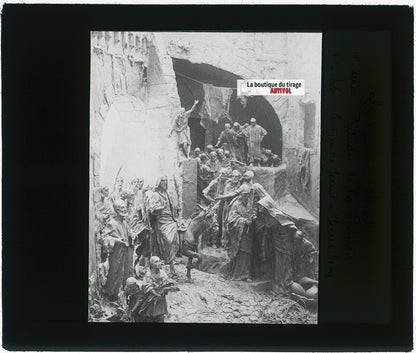 Jésus à Jérusalem, photo ancienne plaque verre, noir & blanc, positif 8,5x10 cm