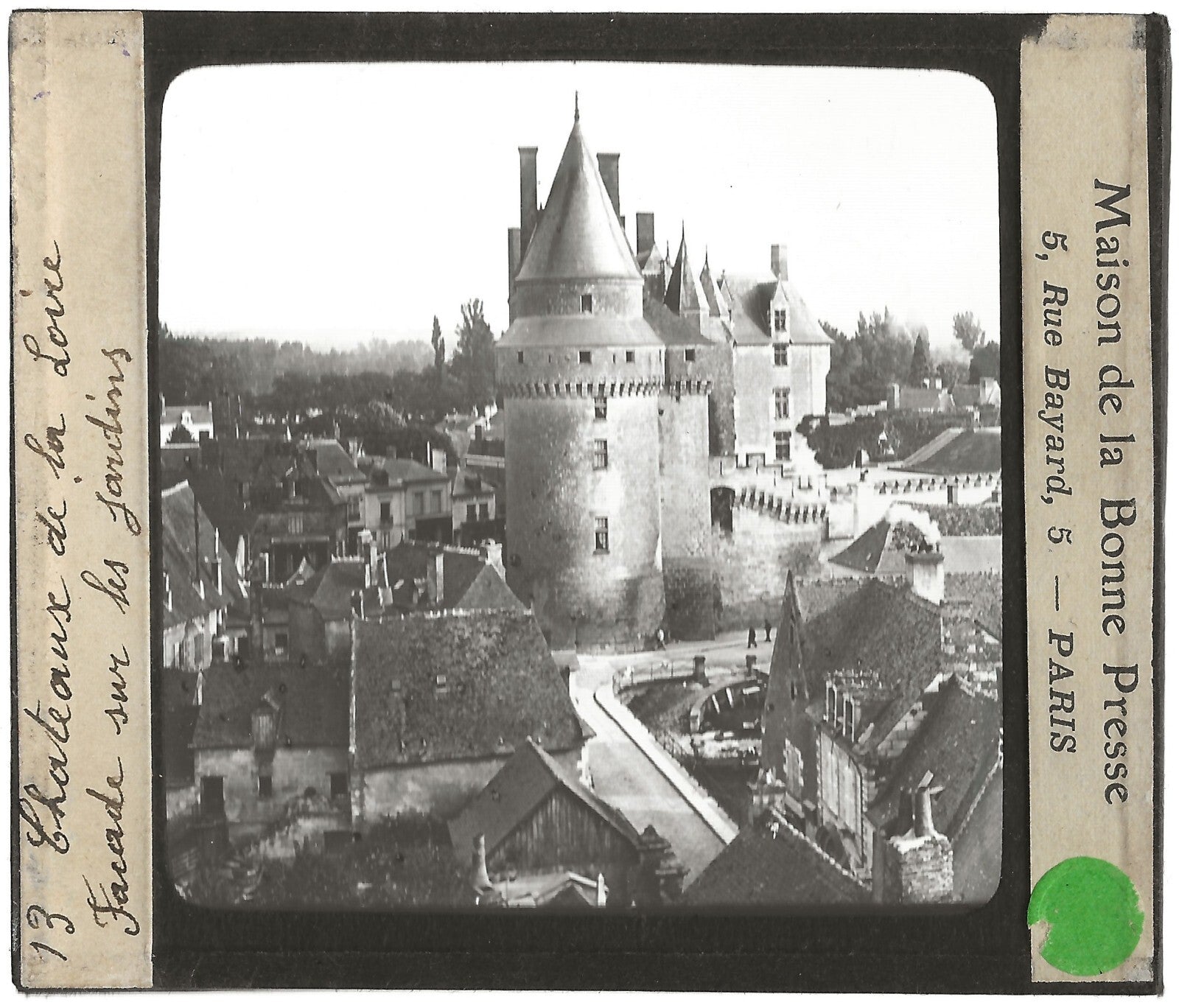 Château de Langeais, France, photo ancienne plaque de verre, positif 8,5x10 cm