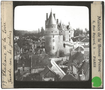 Château de Langeais, France, photo ancienne plaque de verre, positif 8,5x10 cm