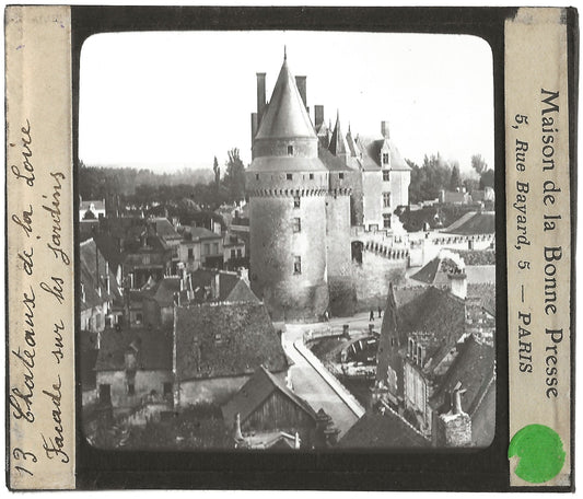 Château de Langeais, France, photo ancienne plaque de verre, positif 8,5x10 cm