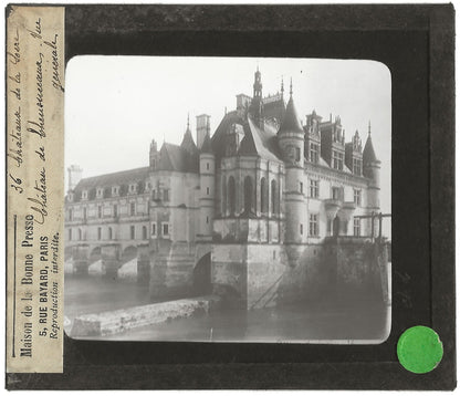 Château de Chenonceau, France, photo ancienne plaque de verre, positif 8,5x10 cm