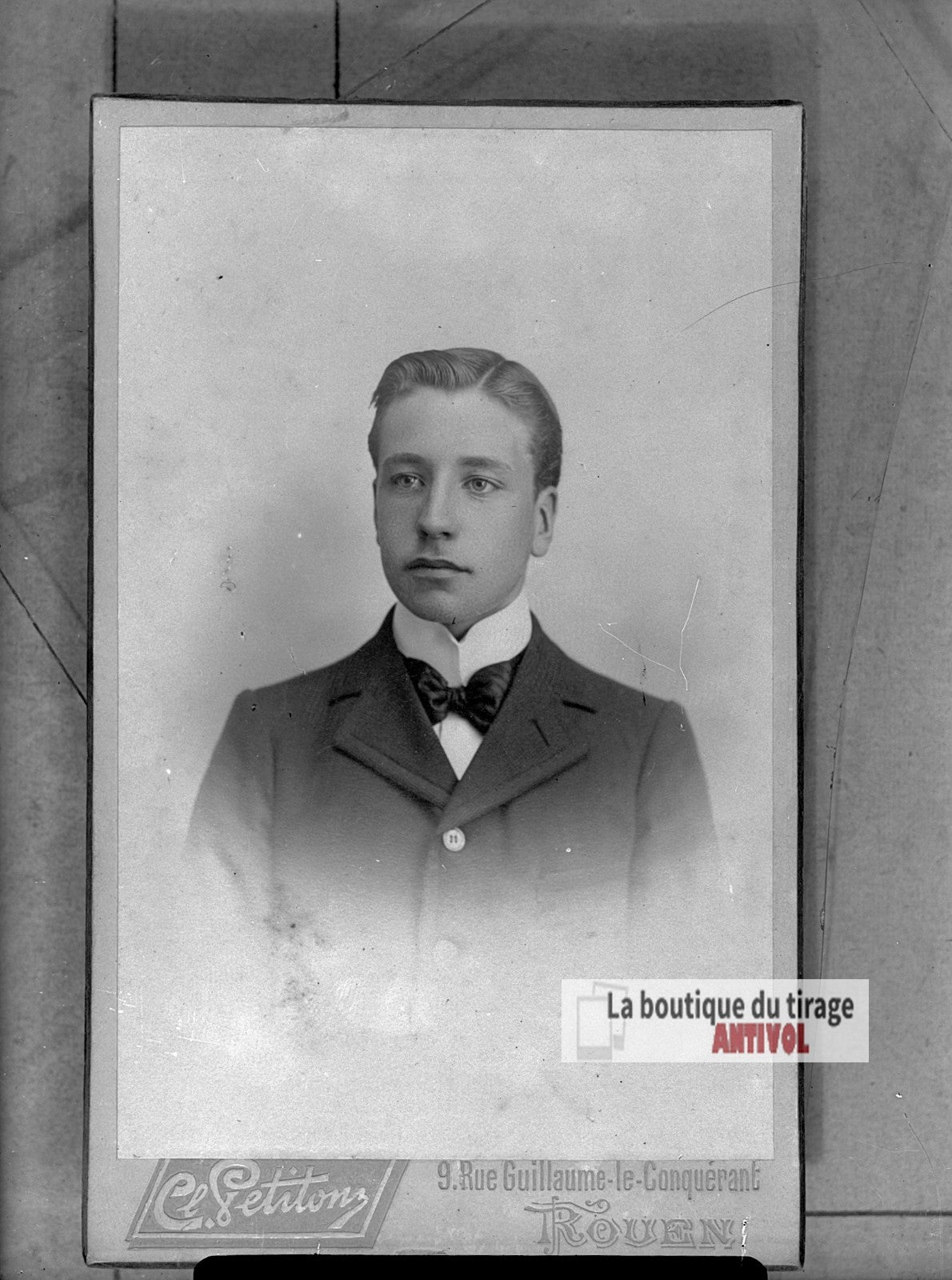 Portrait d'un jeune homme, costume, plaque verre photo ancienne, négatif 9x12 cm