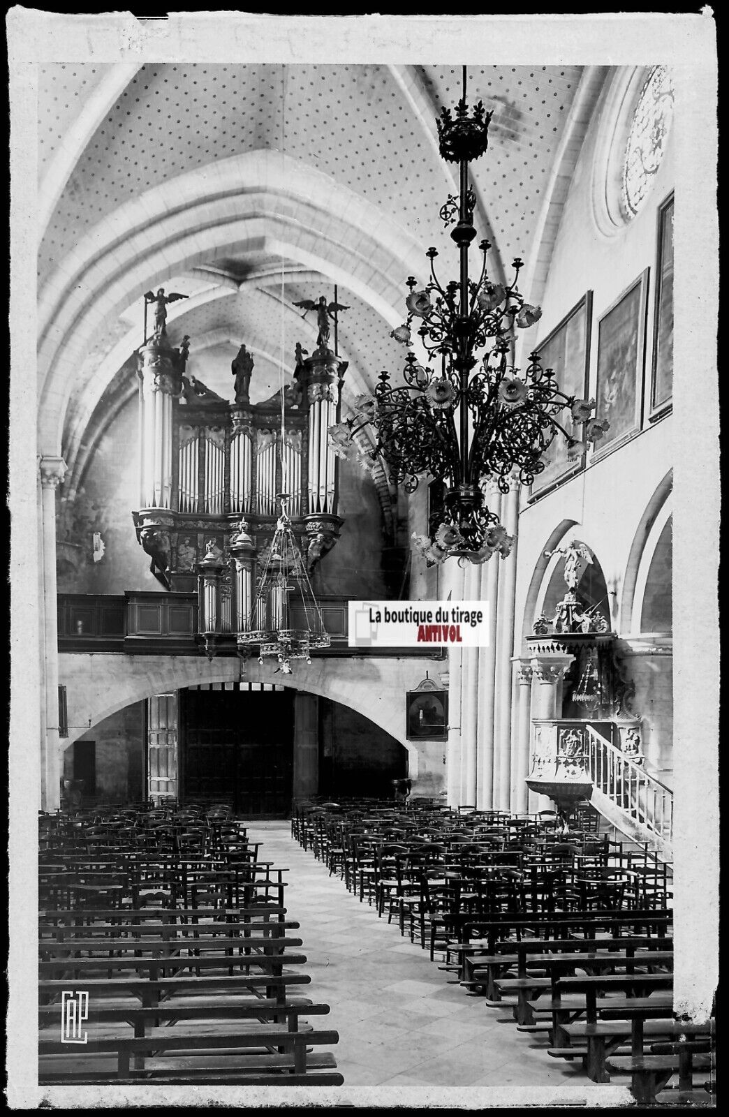 Plaque verre photo négatif noir & blanc 9x14 cm Oloron-Sainte-Marie, église