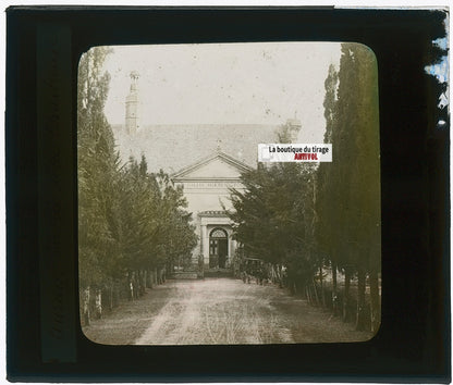 Auray, entrée de la Chartreuse, plaque ancienne verre couleur, 8,5x10 cm