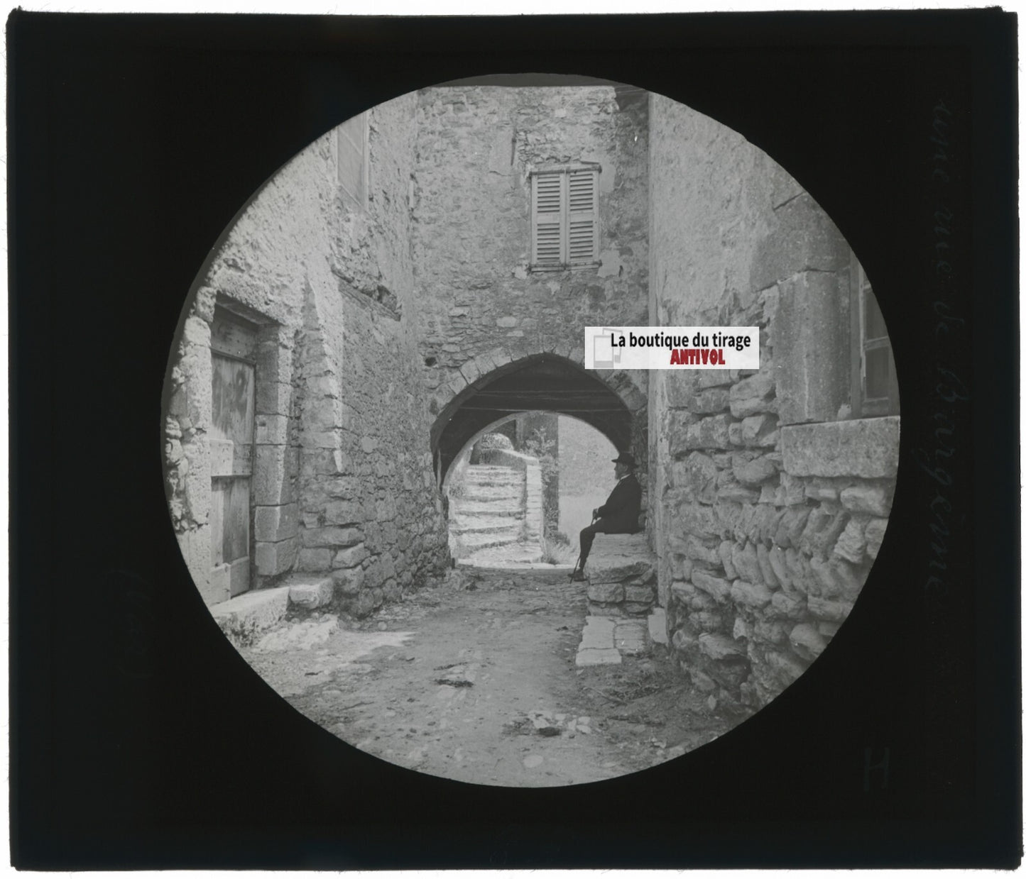 Bargème, Var, monsieur, photo ancienne plaque de verre, positif 8,5x10 cm