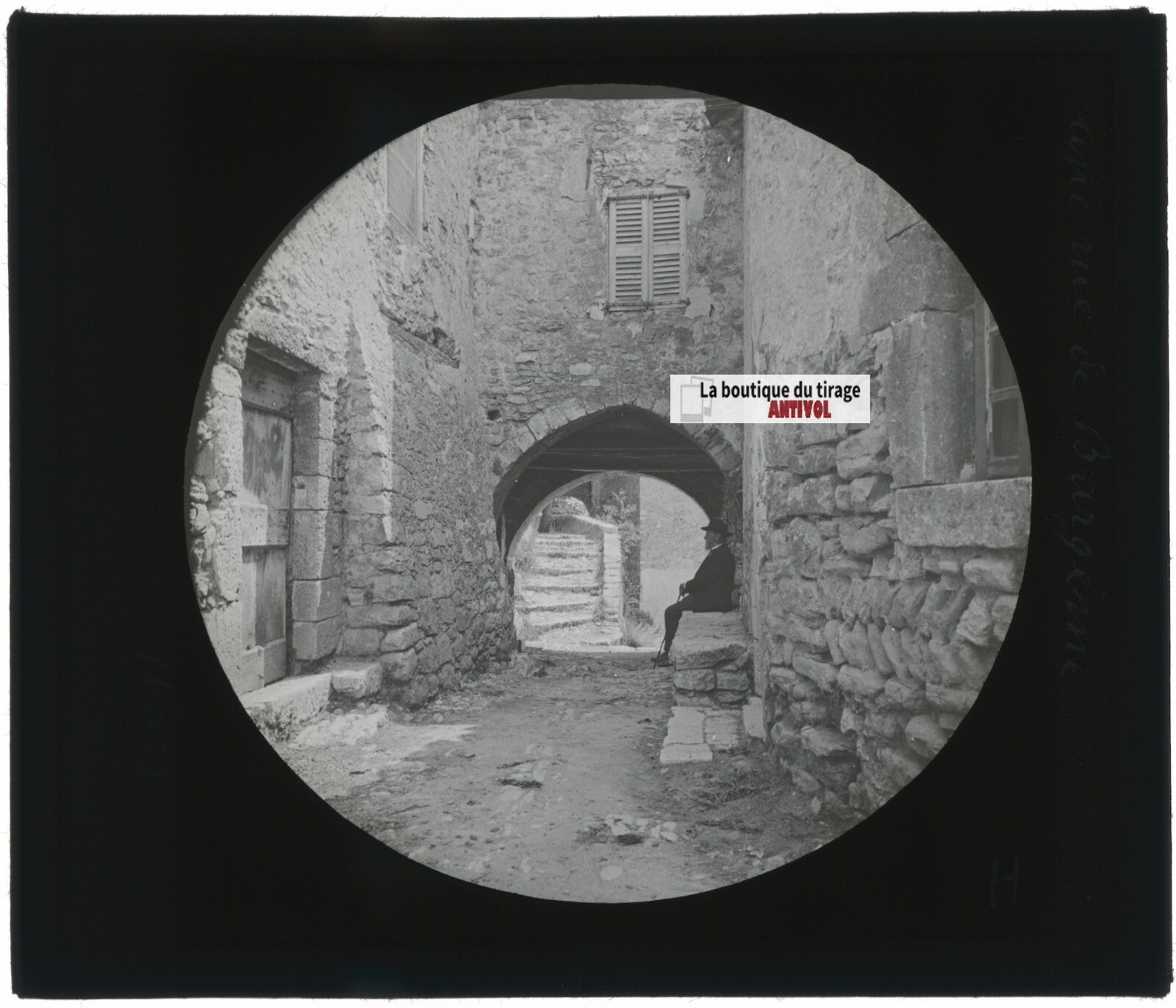 Bargème, Var, monsieur, photo ancienne plaque de verre, positif 8,5x10 cm