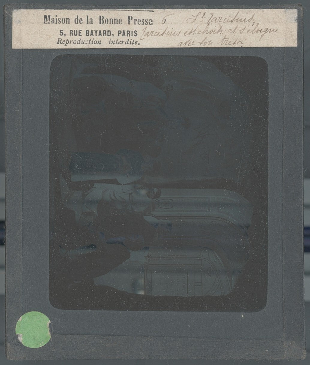 Tarcisius de Rome, Italie, dessin, photo plaque de verre, positif 8,5x10 cm