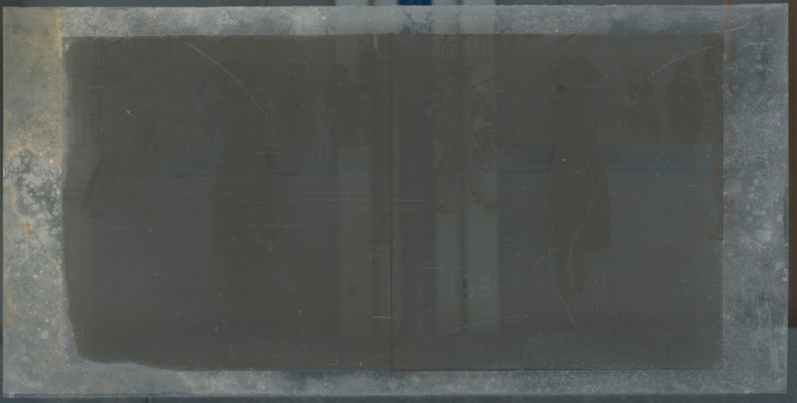 Personnages, Longchamp, Paris, plaque verre stéréoscopique, positif 8,5x17 cm