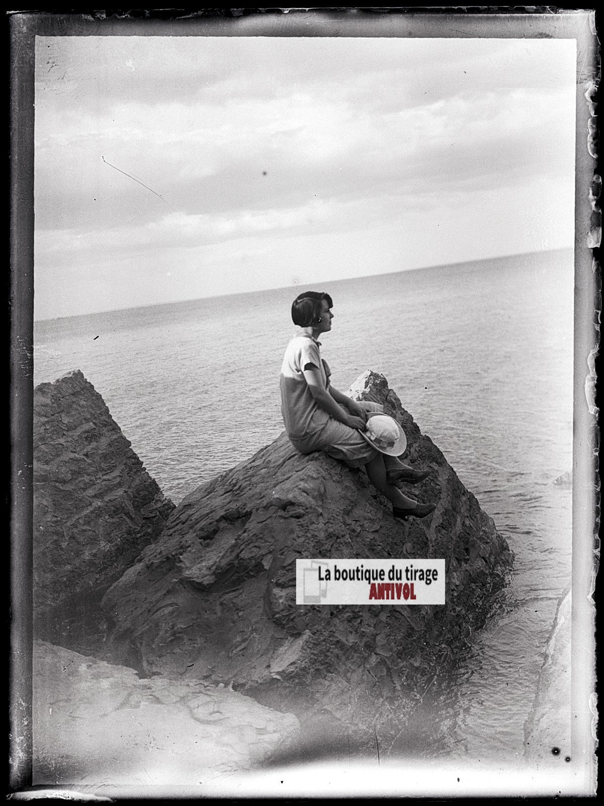 Femme, personnage, photo ancienne plaque verre, négatif noir & blanc, 9x12 cm