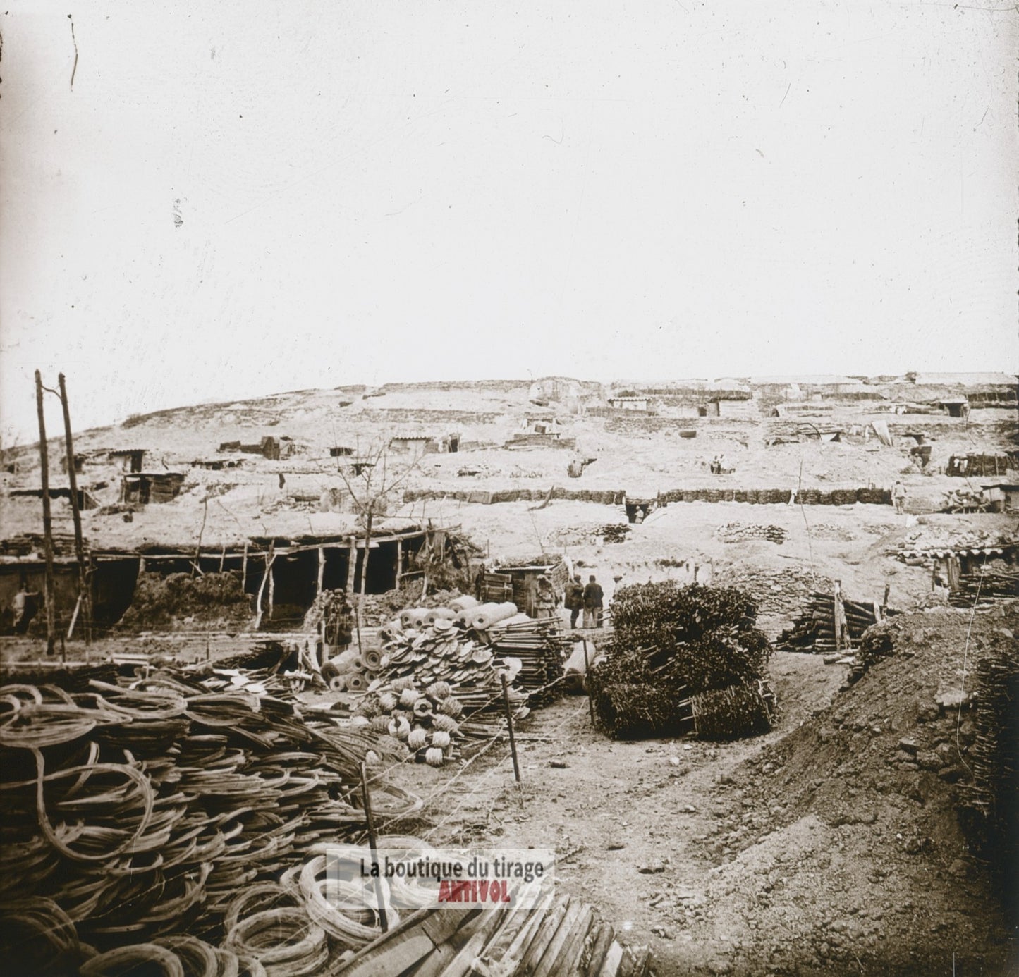 Ravin du Marson, guerre WW1, plaque verre photo ancienne stéréo 6x13 cm