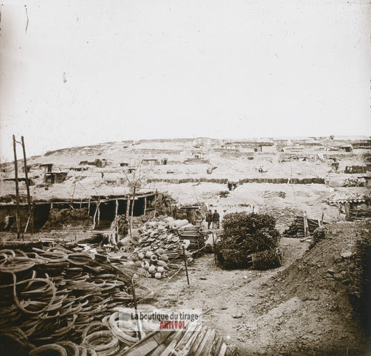 Ravin du Marson, guerre WW1, plaque verre photo ancienne stéréo 6x13 cm