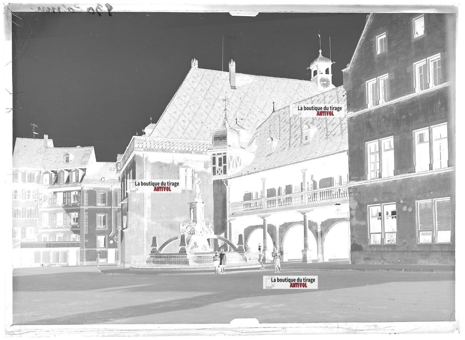 Plaque verre photo ancienne négatif noir et blanc 13x18 cm douane Colmar 