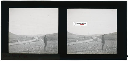 Paysage, Bir el Afou, Tunisie 1908, plaque verre stéréoscopique, positif 7x15 cm