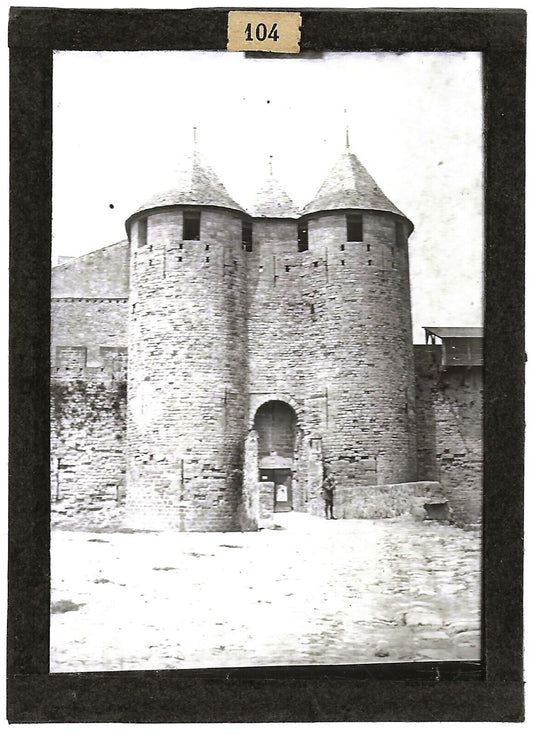 Plaque verre photo ancienne positif noir et blanc 6x9 cm Carcassonne France 