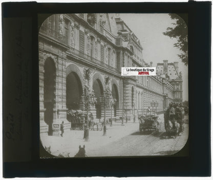 Paris, Le Louvre, Carrousel, photo plaque verre, noir & blanc, positif 8,5x10 cm