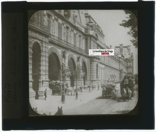 Paris, Le Louvre, Carrousel, photo plaque verre, noir & blanc, positif 8,5x10 cm