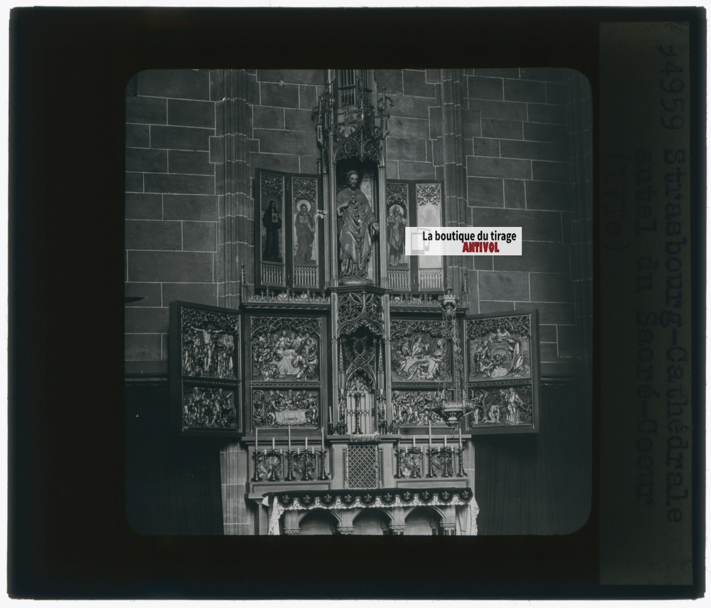 Sacré-Cœur, Strasbourg, photo plaque verre, noir & blanc, positif 8,5x10 cm