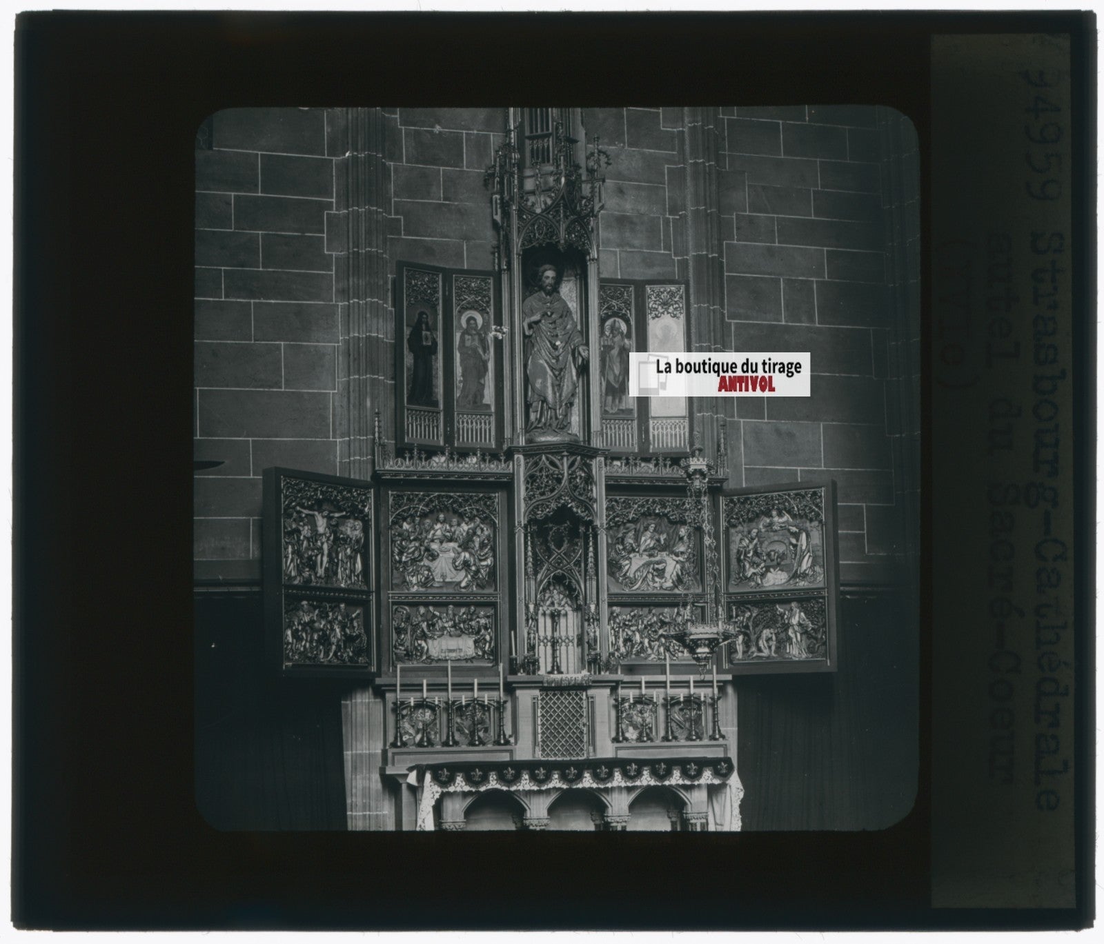 Sacré-Cœur, Strasbourg, photo plaque verre, noir & blanc, positif 8,5x10 cm