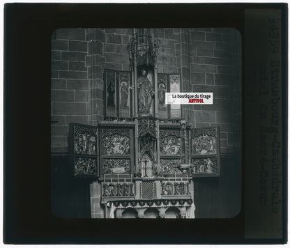 Sacré-Cœur, Strasbourg, photo plaque verre, noir & blanc, positif 8,5x10 cm