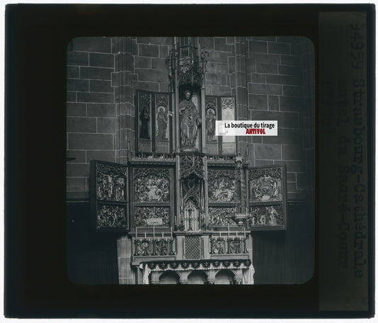 Sacré-Cœur, Strasbourg, photo plaque verre, noir & blanc, positif 8,5x10 cm