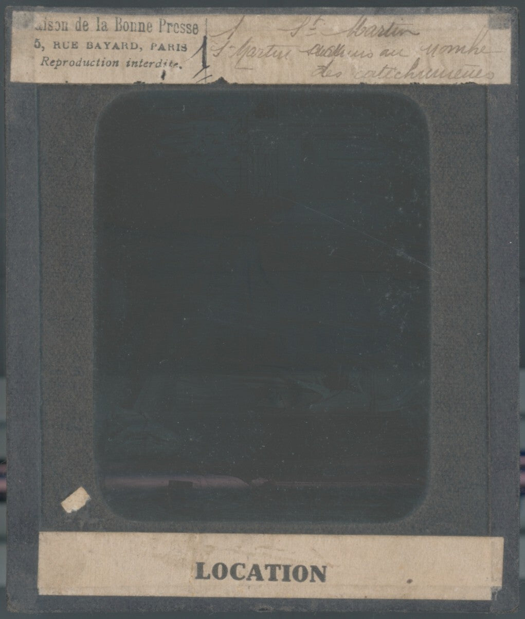 Saint-Martin, photo ancienne plaque verre, noir et blanc, positif 8,5x10 cm