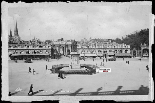 Plaque verre photo vintage, négatif noir & blanc 9x14 cm, place Stanislas Nancy