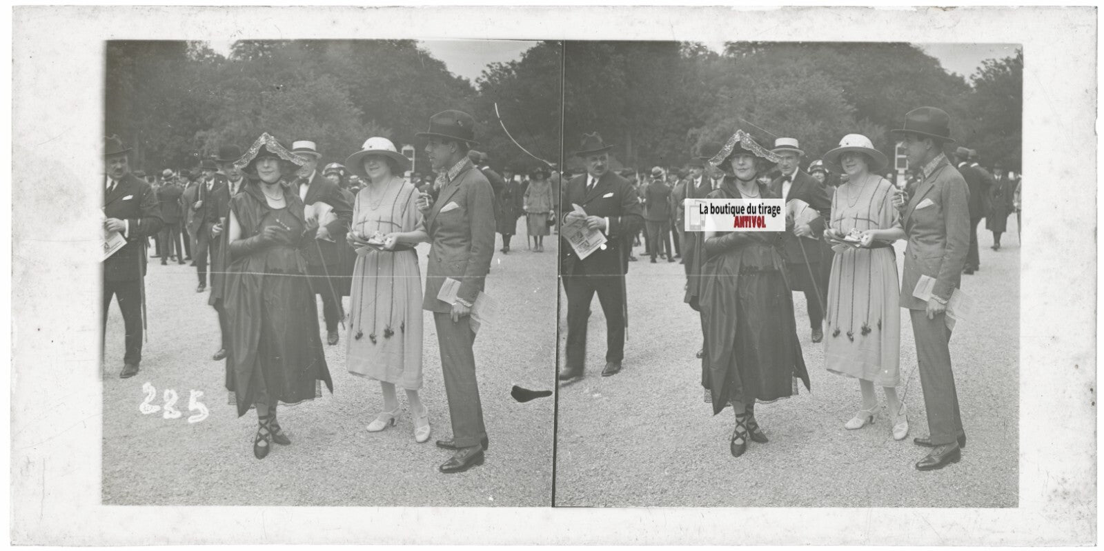Hippodrome de Longchamp, Paris, plaque verre stéréoscopique, positif 8,5x17 cm