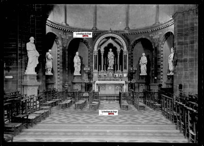 Plaque de verre photo ancienne négatif noir et blanc 13x18 cm église Strasbourg