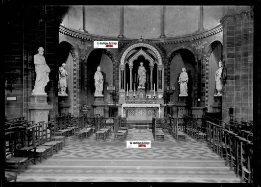 Plaque de verre photo ancienne négatif noir et blanc 13x18 cm église Strasbourg