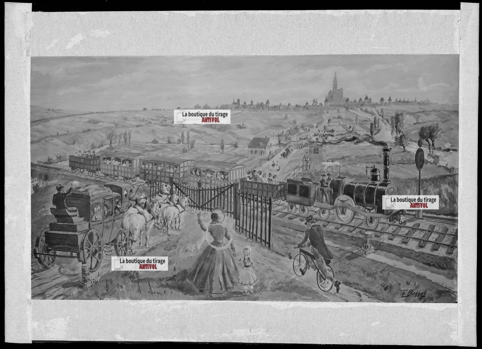 Plaque verre négatif noir et blanc 13x18 cm Paris Strasbourg 1852 1952 train