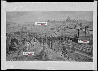 Plaque verre négatif noir et blanc 13x18 cm Paris Strasbourg 1852 1952 train