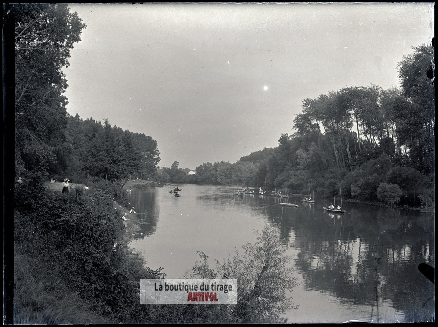 Bords de Marne à Saint-Maurice, plaque verre, photo, négatif 9x12 cm