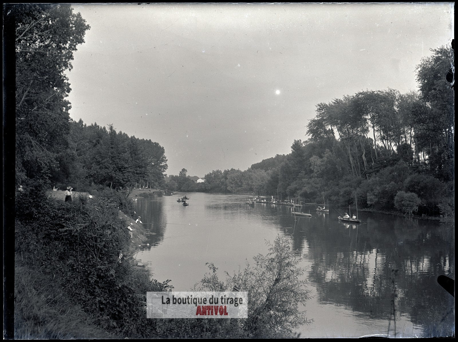 Bords de Marne à Saint-Maurice, plaque verre, photo, négatif 9x12 cm