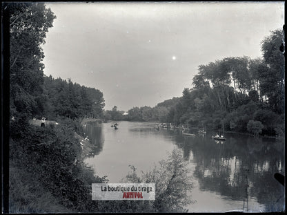 Bords de Marne à Saint-Maurice, plaque verre, photo, négatif 9x12 cm