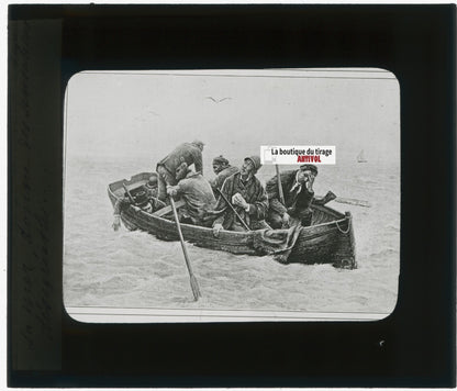 Bateau, dessin Boussod-Valadon, plaque de verre, noir & blanc, positif 8,5x10 cm