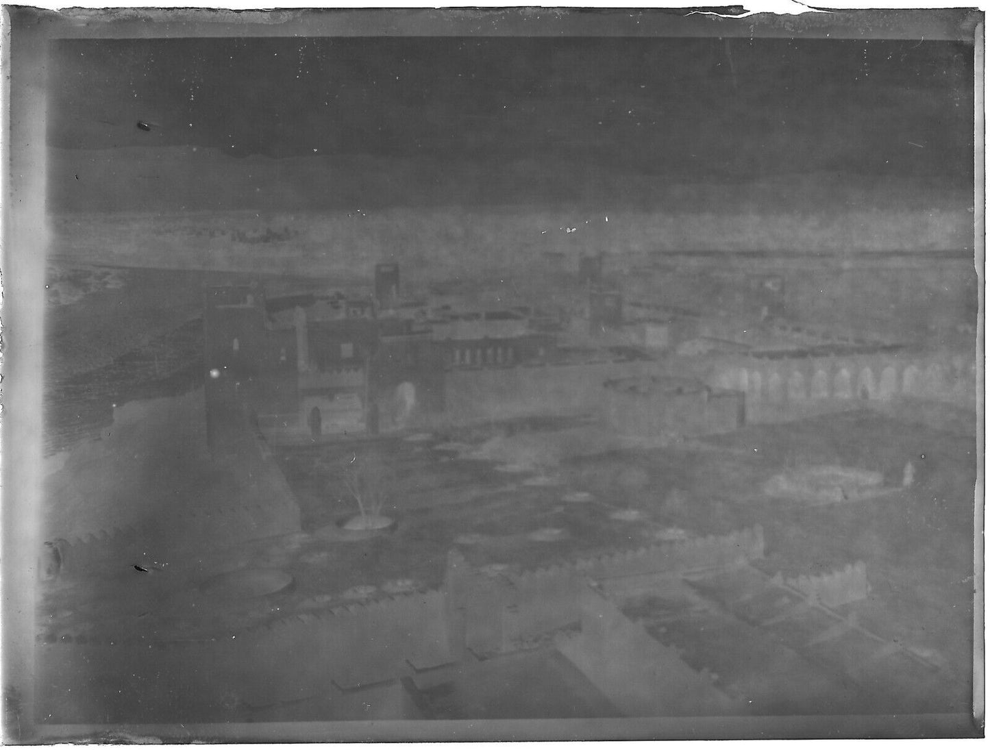 Plaque verre photo ancienne noir et blanc négatif 9x12 cm village Maroc vintage 