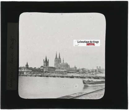 Cologne, Allemagne, photo ancienne plaque verre, positif 8,5x10 cm