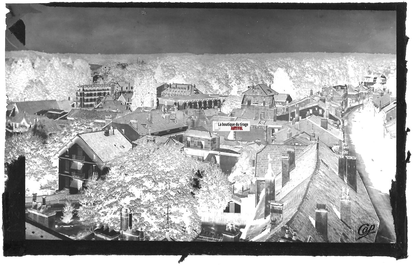Plaque verre photo vintage négatif noir & blanc 9x14 cm Luxeuil-les-Bains