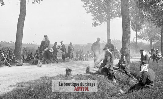Mailly, camp la Grand'Halte, plaque verre, photo ancienne, négatif 9x12 cm