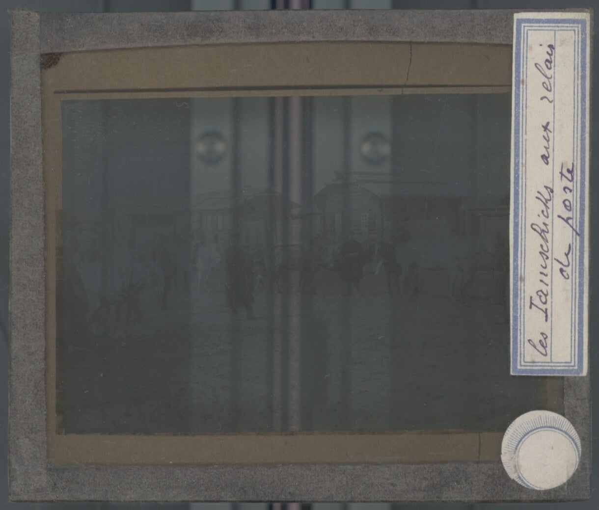 Peuple, chevaux, Russie, photo plaque verre, noir & blanc, positif 8,5x10 cm